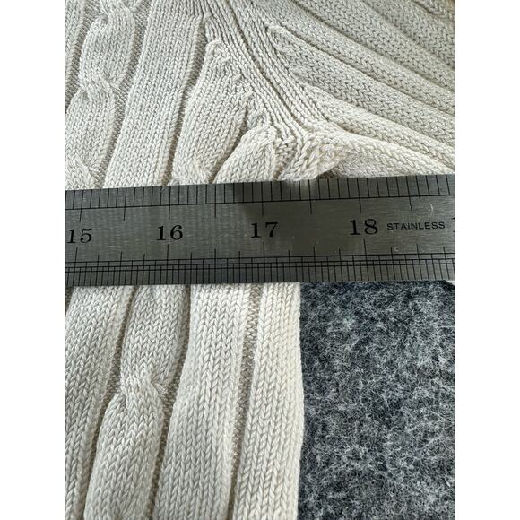 Cream Wide Ribbed Knit Collared Pullover Knit Sweater Women's Size Small* - Picture 4 of 6